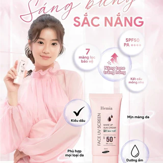 [ 50ml ] Kem Chống Nắng Hemia SPF50+  - Trắng Da - Nâng Tone