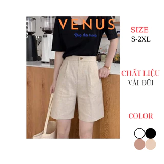 Quần short nữ ống rộng lưng cao đẹp cạp chun sau Quần ống rộng lửng nữ - the venus shop