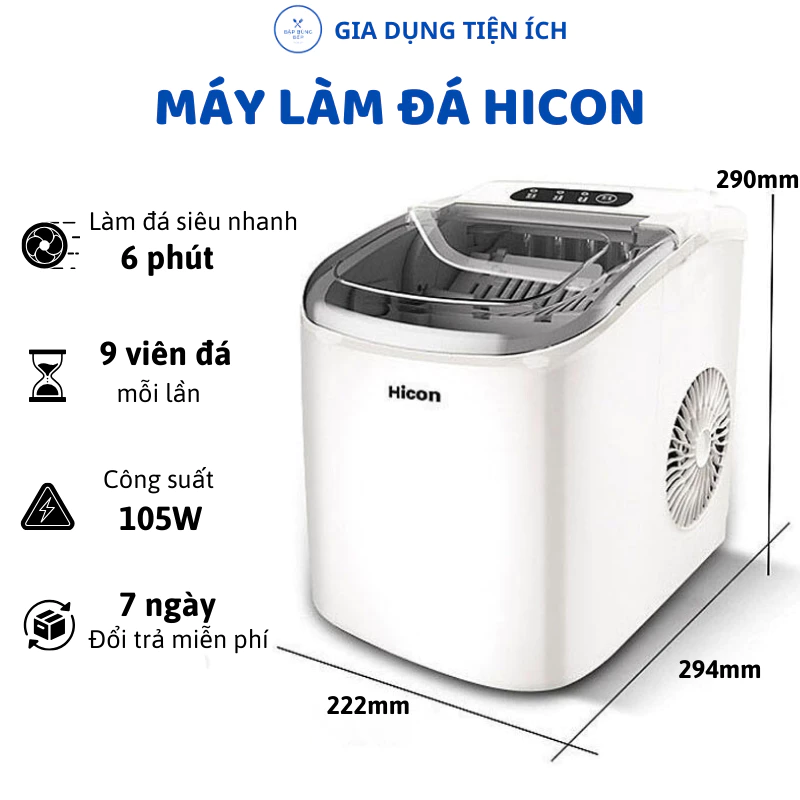 Máy làm đá viên Xiaomi Hicon siêu tốc 6 phút cho gia đình, Tủ Lạnh mini làm đá, máy làm đá tức thì