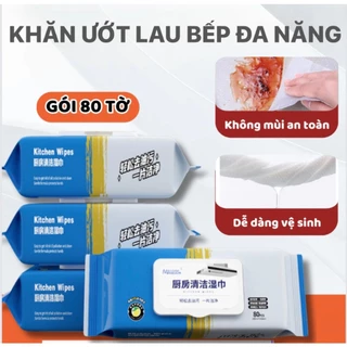 Khăn ướt lau bếp đa năng gói 80 tờ, khăn giấy lau bếp an toàn cho da tay