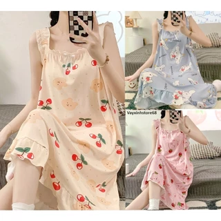 Váy ngủ cotton họa tiết cute dễ thương H9530 💘 Đầm ngủ mặc nhà💘 Váy mặc nhà 💘 Đồ ngủ nữ