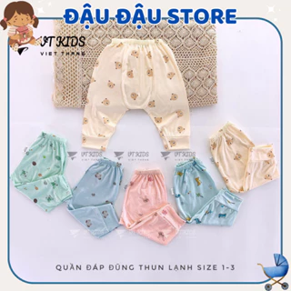 Set 10 Quần Dài Chục Sơ Sinh Thun Lạnh Màu Cho Bé Gái, Bé Trai 4-15kg Vải Mềm Mịn Mát Phối Họa Tiết Đậu Đậu Store [QL02]