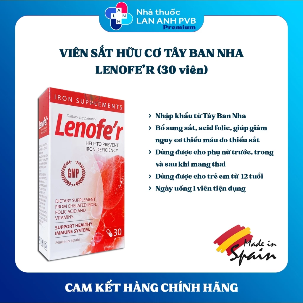 Viên uống LENOFE'R (30 viên) - Bổ sung sắt hữu cơ, dùng tốt cho phụ nữ có thai và cho con bú.