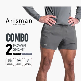 Quần Thể Thao Nam ARISMAN Cạp Chun, Combo 2 Quần Power Short Tập Gym, Chạy Bộ Thoải Mái