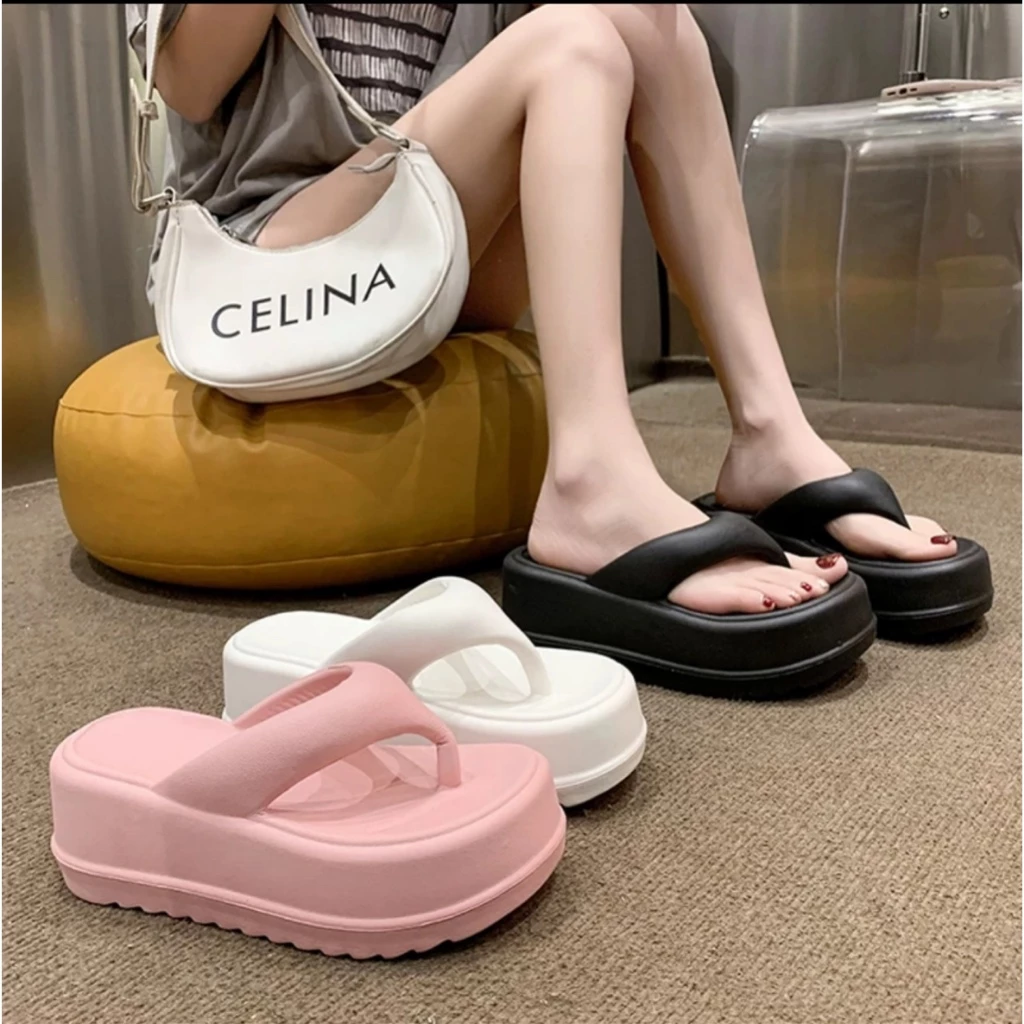Dép tông trơn 6cm, Dép kẹp nữ đế cao siêu nhẹ - TĂNG 1 SZ (7627)