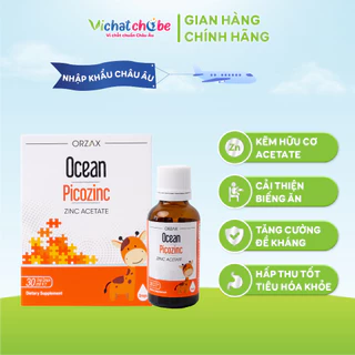 Kẽm hữu cơ nhỏ giọt Orzax Ocean Picozinc - Giúp trẻ ăn ngon, hấp thu tốt, tăng đề kháng, tăng cân khỏe mạnh 30ml