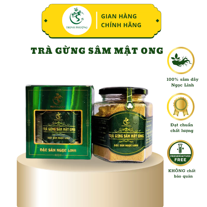 Trà Gừng Sâm Mật Ong Trịnh Phượng đặc sản Ngọc Linh hũ 280gam