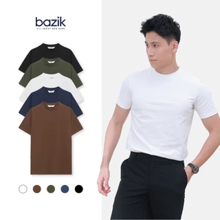 Áo Thun Nam trơn cổ tròn Bazik chất liệu AiryCott Premium form slimfit co giãn 4 chiều thoải mái, trẻ trung