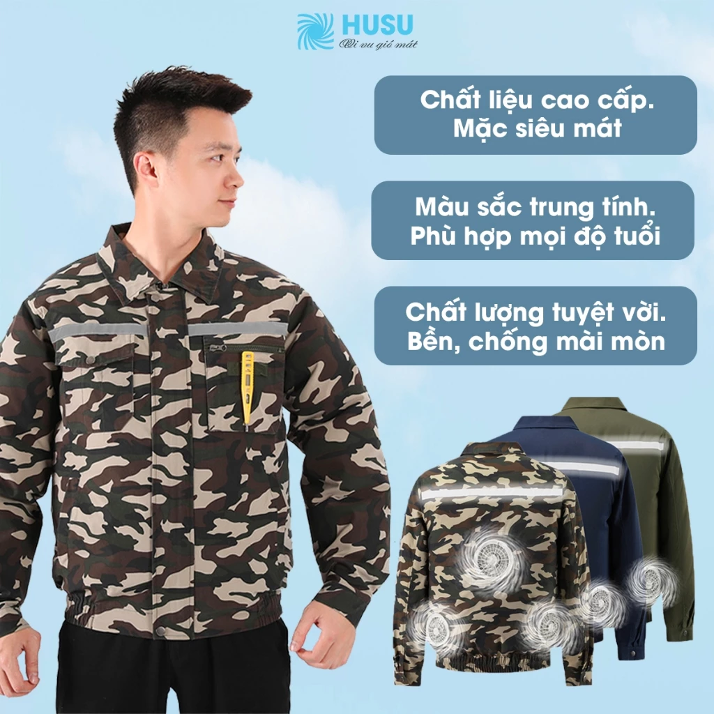 Áo điều hòa RỜI (KHÔNG KÈM PIN QUẠT) HUSU Không Xù, Kháng Khuẩn, Khử Mùi, Mặc Mát