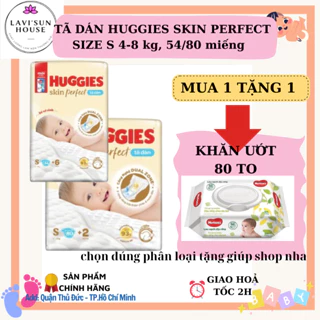 [TẶNG KHĂN ƯỚT]Bĩm dán Huggies Skin Perfect sơ sinh cho bé 4-8kg size s60,s82 bé 4-8kg mẫu mới nhất