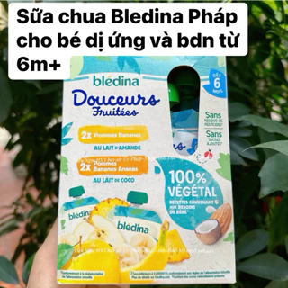 (Date 12/24)Sữa chua Bledina Douceurs hạnh nhân/dừa cho bé dị ứng đạm bò từ 6M túi vặn 90g