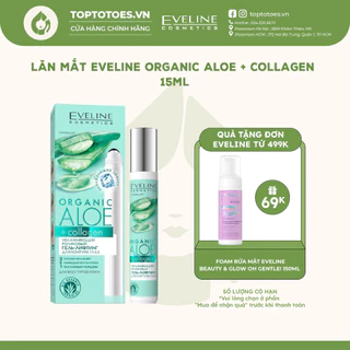 Lăn mắt Eveline Organic Aloe + Collagen dưỡng ẩm, nâng cơ, giảm thâm và nhăn mắt 15ml