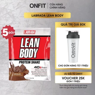 Labrada Lean Body ( Set 5 Gói) | Sữa Thay Thế Bữa Ăn, 40g Protein, 8G Chất Béo Tốt & Chất Xơ, 22 Vitamin và Khoáng Chất