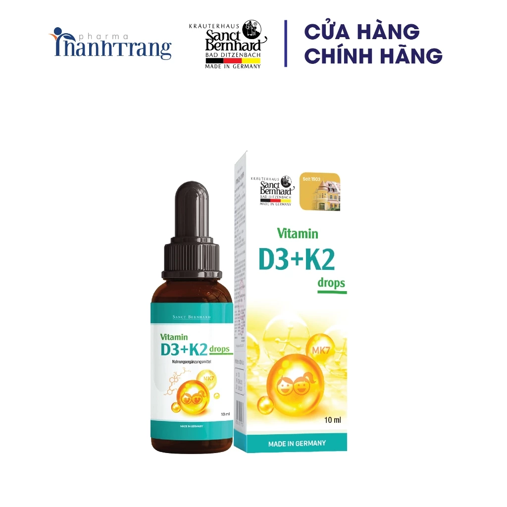 D3K2 DROPS - Hỗ trợ hấp thu Canxi, Vitamin D3K2- Phát triển tối đa chiều cao cho bé