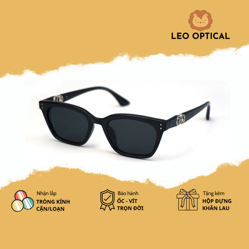 Kính mát vuông gọng nhỏ chống tia UV cực tím cho nam nữ LEO OPTICAL Jennie