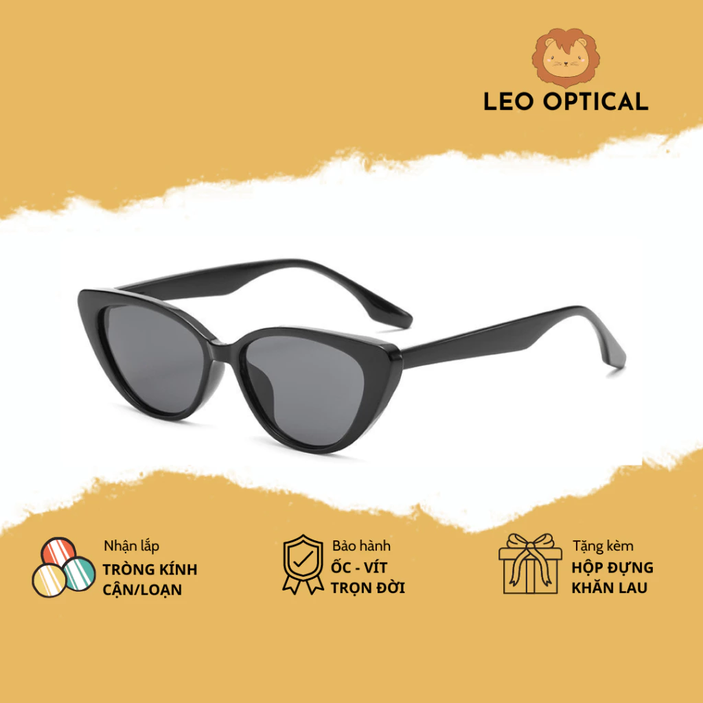 Kính mát mắt mèo mùa hè cho nữ nam dáng cơ bản gọng thanh mảnh thời trang sang chảnh LEO OPTICAL