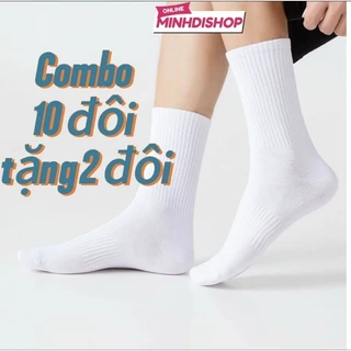 (COMBO 10 ĐÔI+TẶNG 2) Tất vớ Nam Nữ cổ cao, lửng cotton, co dãn 4 chiều, thoáng khí, phong cách đơn giản, chống hôi chân