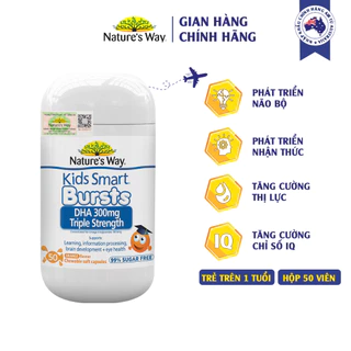 Viên Nhai Nature's Way Kids Smart DHA 300mg Triple Strength Tăng Cường Sự Phát Triển Của Trẻ 50 Viên