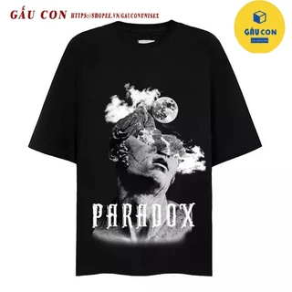 HOT Áo thun form rộng Paradox tay lỡ - Unisex - In hình - THE REVERIE - Màu đen trắng Cực hot 2023