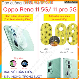 (2 bộ) Dán cường lực camera Oppo Reno 11 5G/ Reno 11 pro 5G loại kính, loại nano chống bể trong suốt giúp bảo vệ cam