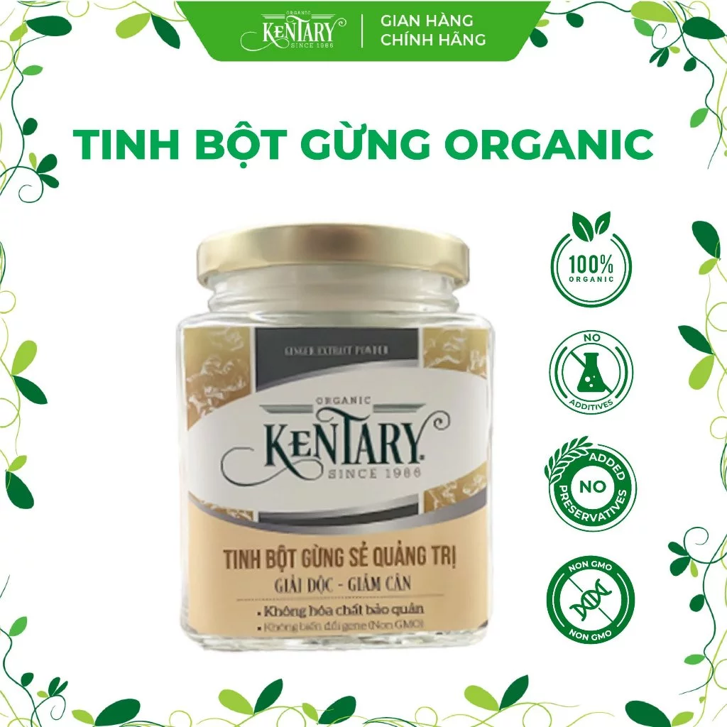 Tinh Bột Gừng Sẻ Nguyên Chất Kentary - Vị Cay, Thơm Đặc Trưng Của Gừng - Hũ 100gr