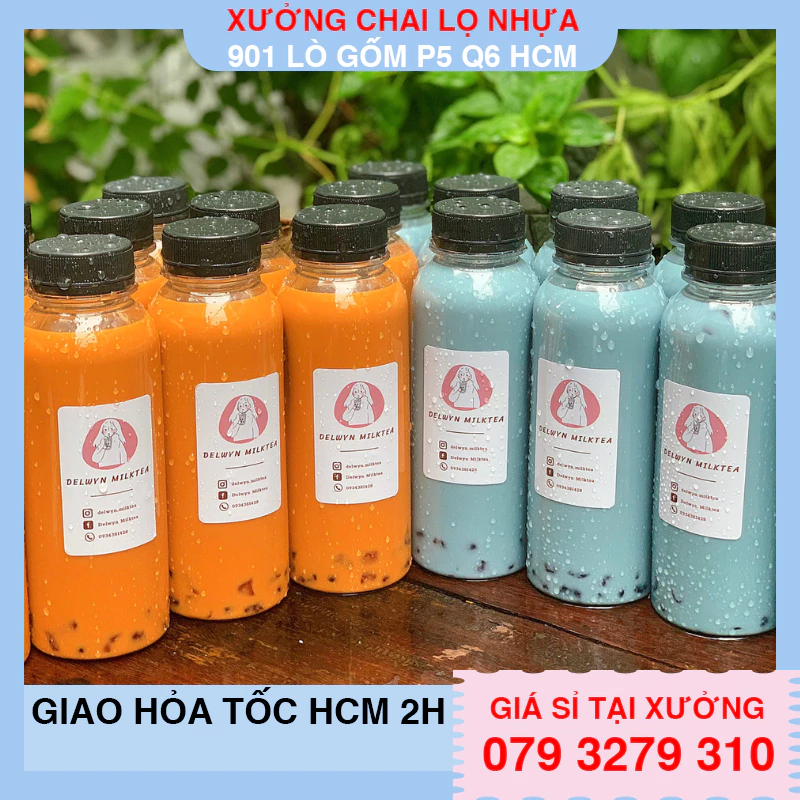 COMBO 50 chai nhựa tròn 330ML đựng chè dưỡng nhan nắp có grati