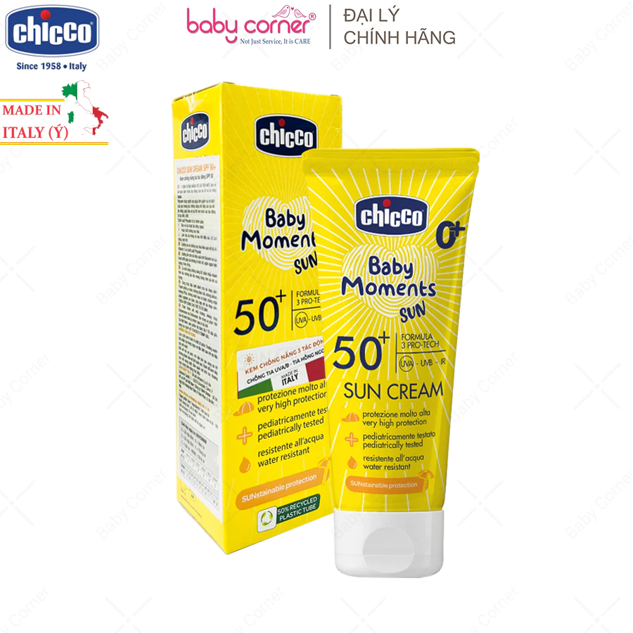 [HSD: T3/2027] Kem Chống Nắng Chicco 3 Tác Động SPF 50+ Cho Bé Từ Sơ Sinh