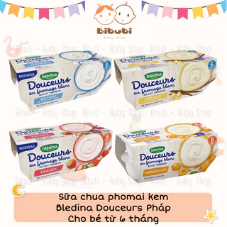 Sữa chua phômai Bledina Douceurs Pháp vỉ 4 hũ 100g cho bé từ 6tháng - Bituti Shop