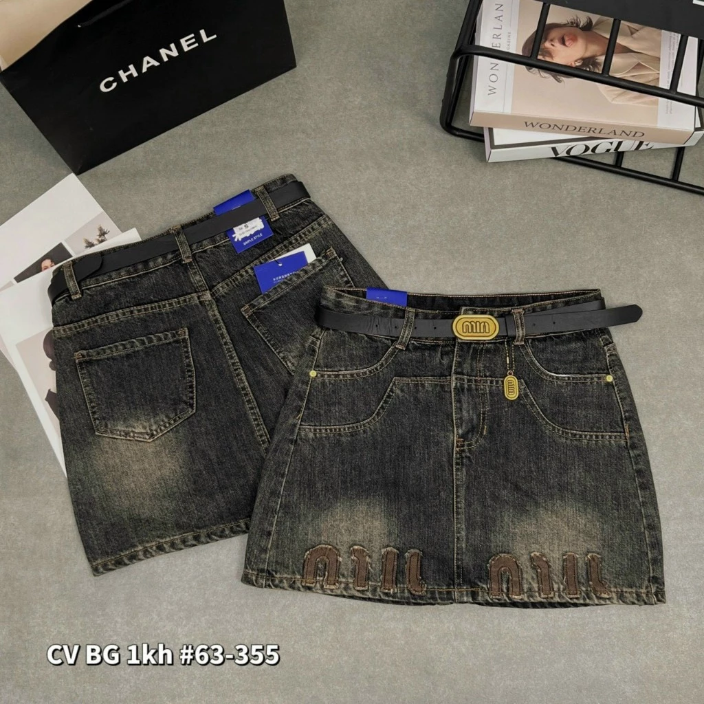 [BIGSIZE 75KG] 63355 Chân Váy Jean Nữ Dáng Ngắn 93CALY Cạp Cao Có Quần Trong, chân váy bò lưng cao năng động
