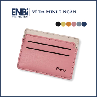 Ví Da Mini Đựng Thẻ ATM Nam Nữ 7 Ngăn Chất Liệu PU Leather Phối 2 Màu