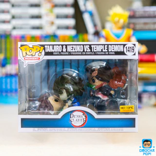 Mô Hình Chính Hãng Funko Pop Moment Demon Slayer: Tanjiro & Nezuko Vs. Temple Demon - Tem Hot Topic Exclusive #1419