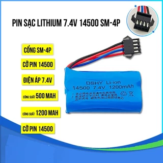 Pin Sạc Lithium 7.4V 14500 Cổng Nối SM-4P 500mAh và 1200mAh - SaleShopVN