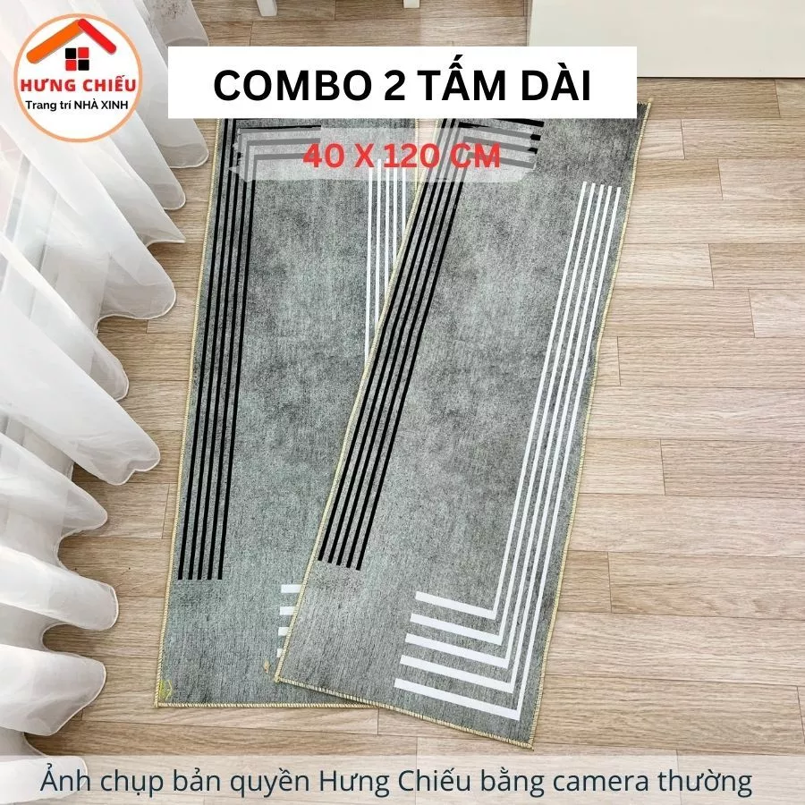 Thảm trải bếp đôi lau chùi chân sàn nhà bếp chất nỉ lì bali (2 tấm dài 40x120cm) - Hưng Chiếu ED13