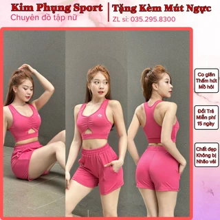 Bộ thể thao tập gym, yoga, erobic, zumba ,chạy bộ, áo bra, quần đùi phom rộng thoải mái tập luyện ( HT-01 )