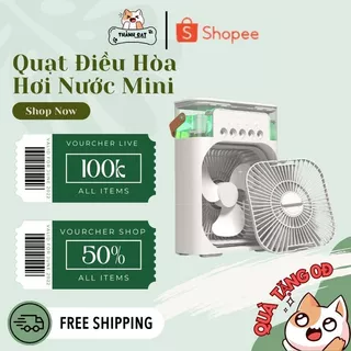 Quạt Phun Sương Mini Làm Mát 600Ml Có Chế Độ Hẹn Giờ Thông Minh Tích Hợp Đèn Led Tiện Lợi Sử Dụng