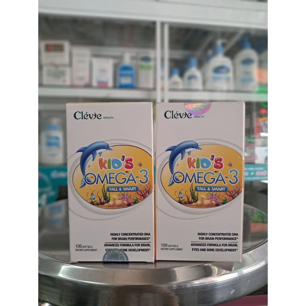 VIÊN UỐNG BỔ MẮT- BỔ NÃO CHO TRẺ TRÊN 4 TUỔI KIDS OMEGA 3 CLEVIE HEALTH (CHAI 100 VIÊN)