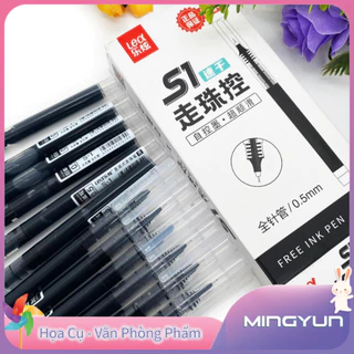 Set Hộp 12 Bút Mực Gel S1  Cây Viết Khô Nhanh Màu Đen Xanh Ngòi 0,5mm Viết Chữ Đẹp