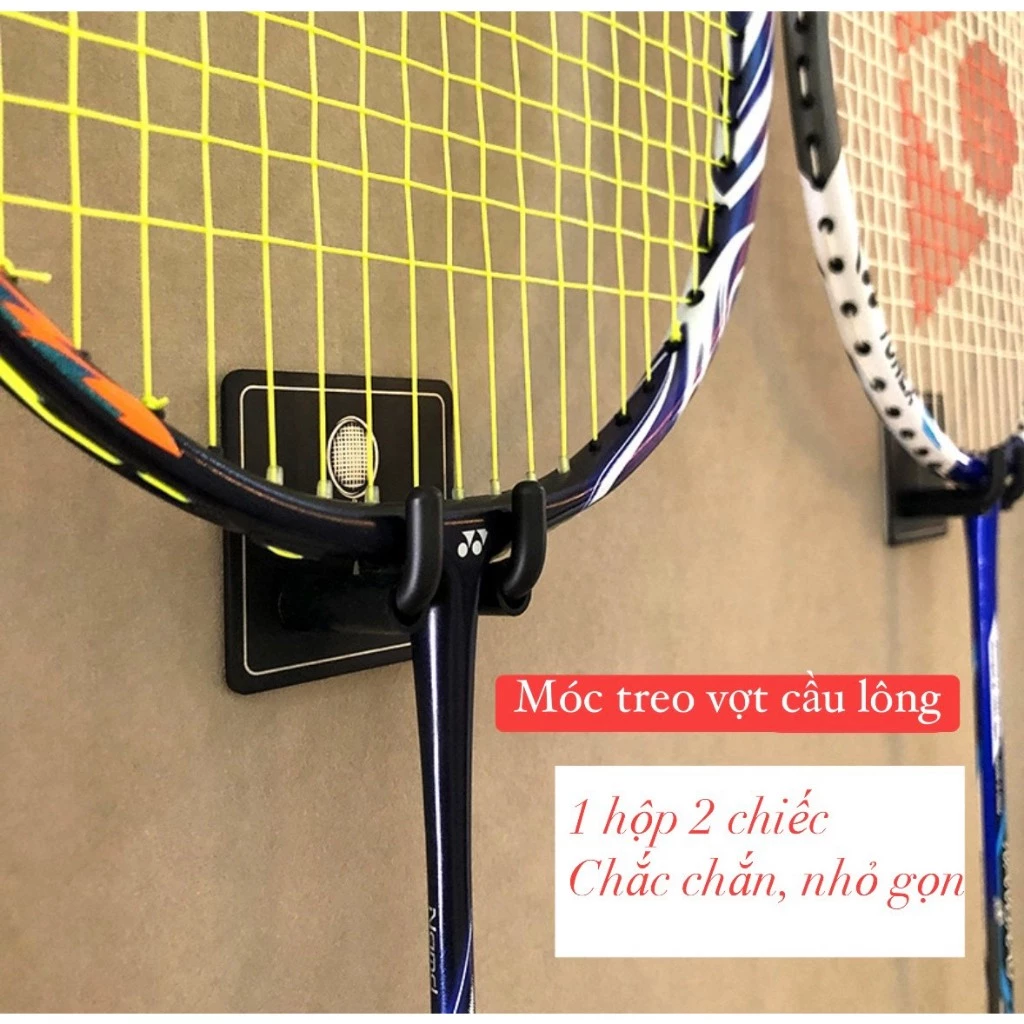 Móc treo vợt cầu lông cao cấp 1 hộp 2 cái, trang trí phòng cực đẹp, tiện lợi , phong cách