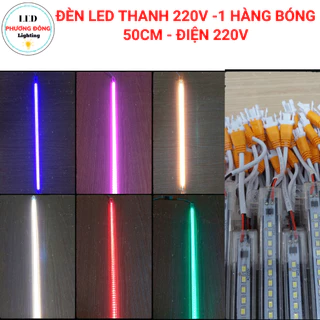 Đèn LED thanh 220V 1 hàng bóng 2835 - Trắng, Vàng, Đỏ, Xanh Lá, Xanh dương, Hồng 50cm