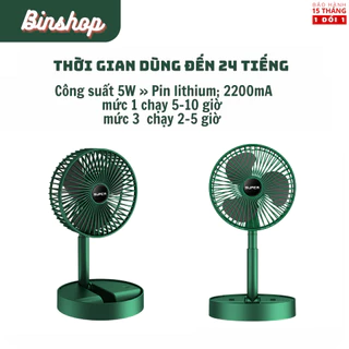 Quạt Tích Điện Để Bàn Mini Gấp Gọn Tiện Lợi Có Thể Kéo Dài 3 Tốc Độ Gió binshop