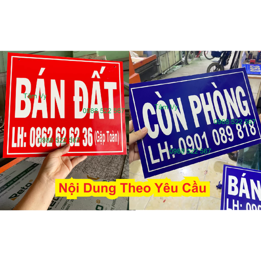 bảng còn phòng, bảng nhà bán, bảng đất bán vvv ALU nền xanh , chữ trắng