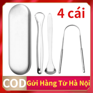 3 Cái Dụng cụ cạo lưỡi, Dụng cụ vệ sinh lưỡi inox cao cấp kèm hộp - Giúp loại bỏ vi khuẩn, giảm hôi miệng, tăng vị giác