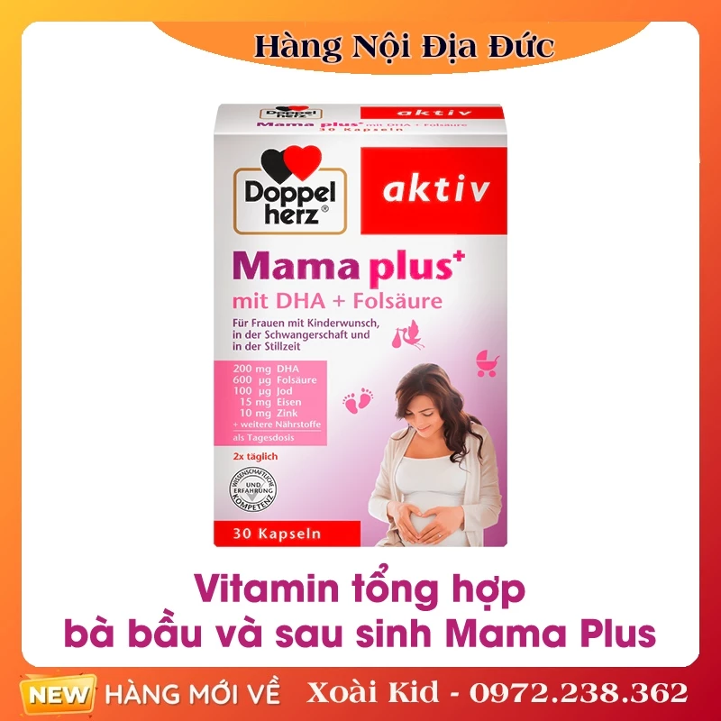 [Date mới nhất] Vitamin tổng hợp cho bà bầu Doppelherz Mama Plus 30 viên của Đức