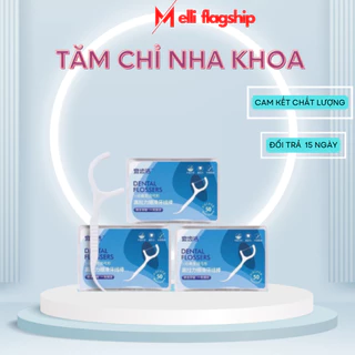 Tăm Chỉ Nha Khoa MELLI Hộp 50 Cái Tăm Nha Khoa Bảo Vệ Răng Miệng Chống Sâu Răng Giúp Cho Răng Chắc Khỏe