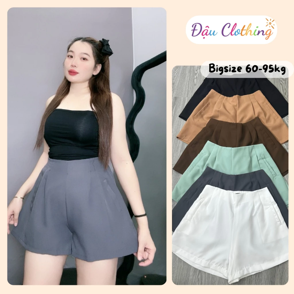 Quần đùi ống rộng bigsize lưng cao cạp chun ở lưng cho nàng mũm mĩm Đậu Clothing-Q26