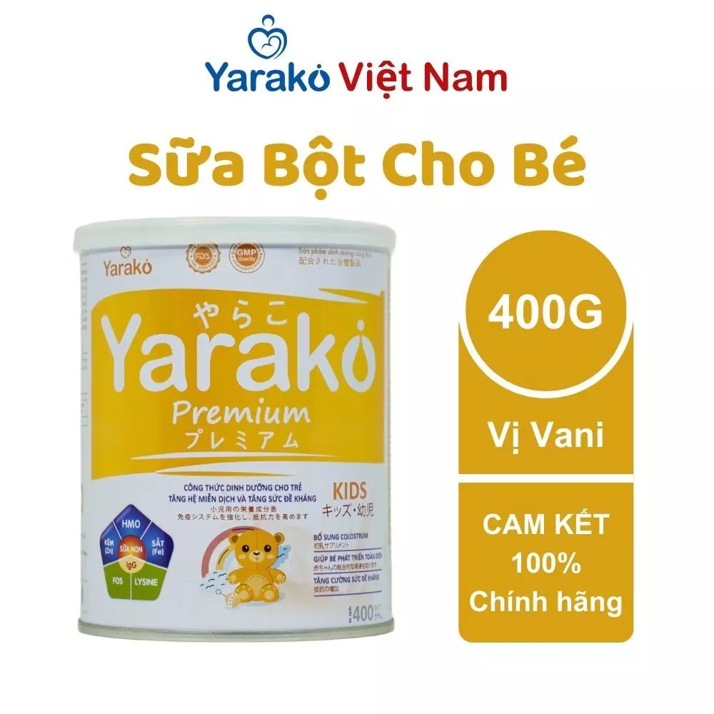 Sữa Bột Cho Bé YARAKO PREMIUM KIDS Hỗ Trợ Dinh Dưỡng Cho Trẻ Tăng Hệ Miễn Dịch Và Tăng Đề Kháng 400g