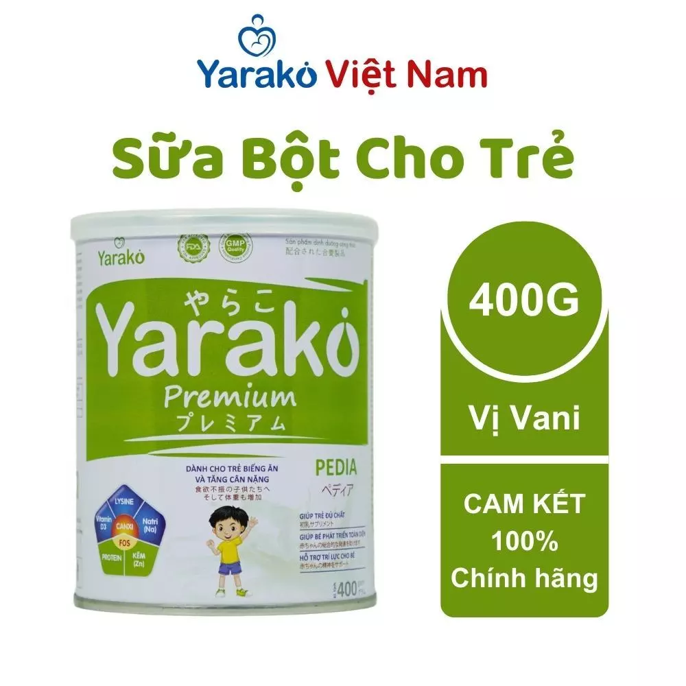 Sữa Tăng Cân Cho Bé YARAKO PREMIUM PEDIA Hỗ Trợ Dinh Dưỡng Cho Trẻ Biếng Ăn Và Tăng Cân Hộp 400g