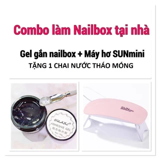 COMBO [Keo dán Gel hũ + Máy Hơ Mini] gắn nailbox siêu bền TẶNG nước tháo móng kèm bộ dụng cụ