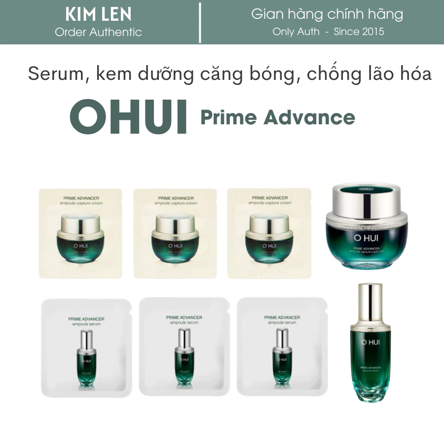 Gói sample serum,duỡng OHUI tái tạo trẻ hóa nâng cơ, làm da căng bóng  - OHUI Prime Advancer Ampoule  mẫu dùng thử1ml