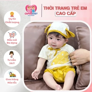 Bộ body rip miếng phô mai vàng 3 chi tiết kèm nón cho bé 4-12kg [SH101]